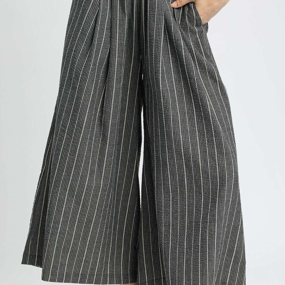 Umgee Palazzo Pants Striped Wide-Leg New M